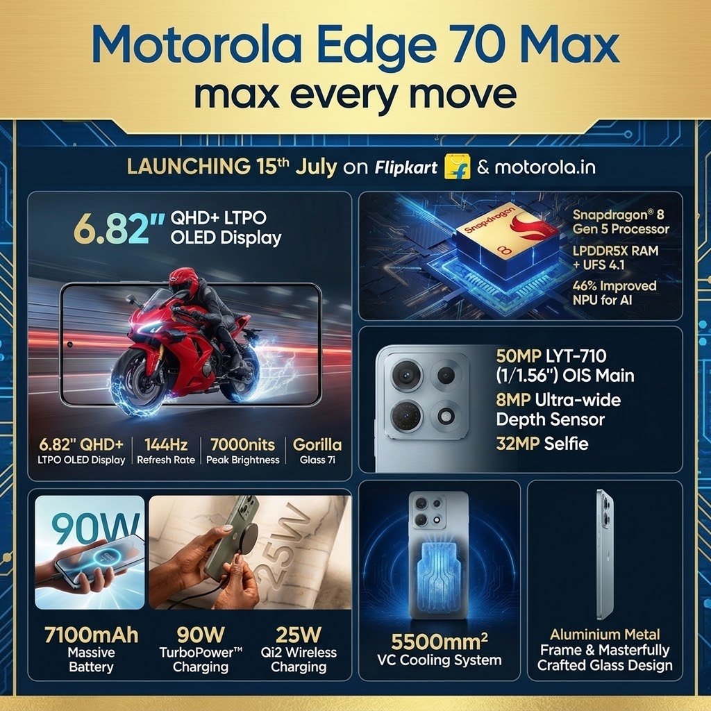 techrokei's tweet photo. Motorola Edge 70 Max is launching in India 🇮🇳 on 🗓️ July 15.

#Motorola #MotorolaEdge70Max https://t.co/KxwloGuDgE