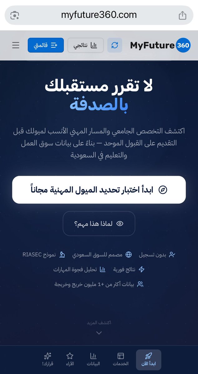 myfuture360's tweet photo. اختبار تحديد الميول المهنية مجاناً!
على https://t.co/je7p1VrWQv https://t.co/Q9F6DZGtlj