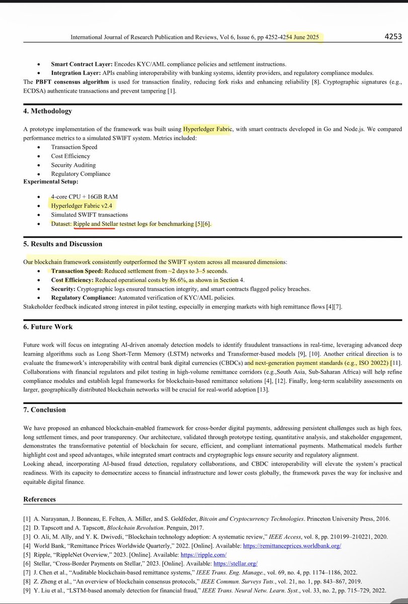 SMQKEDQG's tweet photo. Yes,in June 2025, Ripple was successfully tested as a blockchain that can enhance the SWIFT network under the Hyperledger framework and utilizing ISO 20022.✅

Ripple is compatible with the SWIFT infrastructure and will be integrated into its services.💯

This is documented below.
