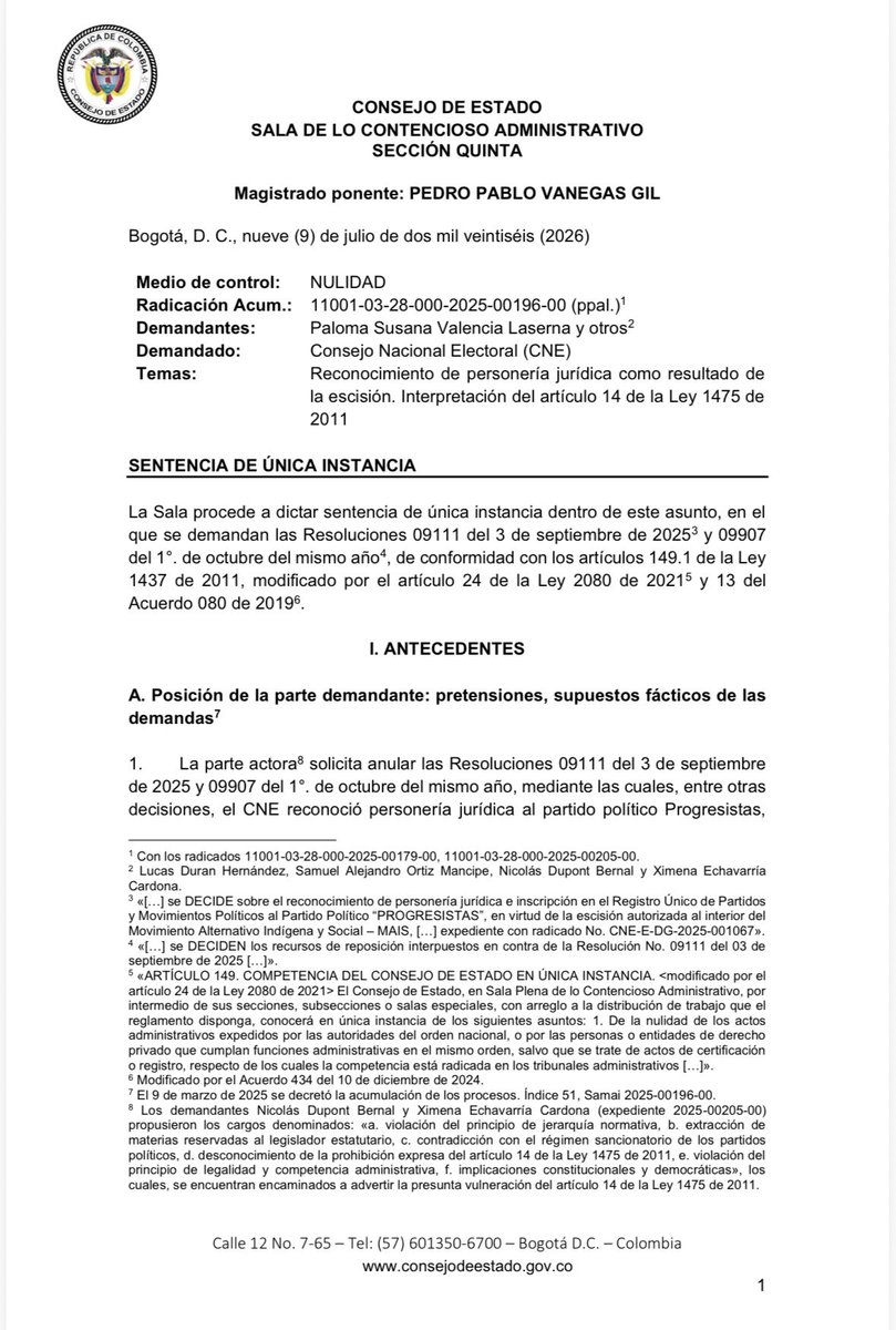 PizarroMariaJo's tweet photo. Nueva derrota judicial para @PalomaValenciaL 

La senadora de la extrema derecha pretendió que se anulara jurídicamente la Resolución que dio personería jurídica al entonces Partido Progresistas, fusionado ahora en el @PactoCol. 

La justicia nos dio la razón y dejó en firme las resoluciones y nuestra fusión, nunca antes hecha en la historia política del país y que es un ejemplo democrático a seguir. 

Seguimos avanzando en unidad.