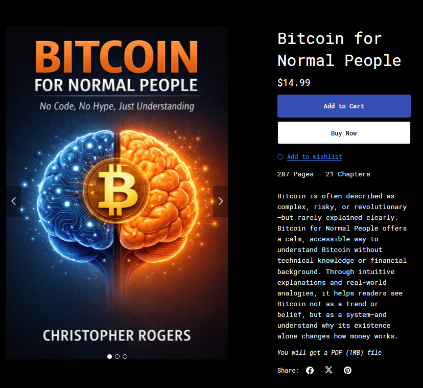 ChrisCyberBTC's tweet photo. Have a social media page but no product to sell?

Become a Bitcoin Entrepreneurs affiliate and promote Bitcoin for Normal People.

✅ Beginner-friendly Bitcoin education
✅ 25% commission on every sale
✅ Commissions paid in BTC
✅ No product creation or inventory

Help people understand Bitcoin—and stack sats while doing it.
⬇️⬇️
https://t.co/zFZTqN8Iri