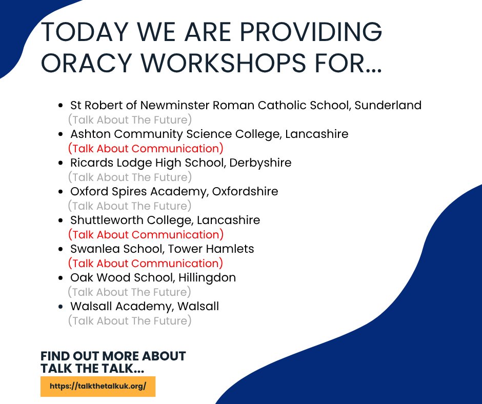 talkthetalkUK's tweet photo. Today's workshops!

@ashtoncsc 
@RicardsTweets 
@OxfordSpiresAc 
@Shuttle_College 
@SwanleaSchool 
@JPFoundation 

#oracy #employability #confidentcommunication #interviewskills #lifeskills #mockinterviews #talkthetalkuk #talkthetalk https://t.co/bhq2tbILFG