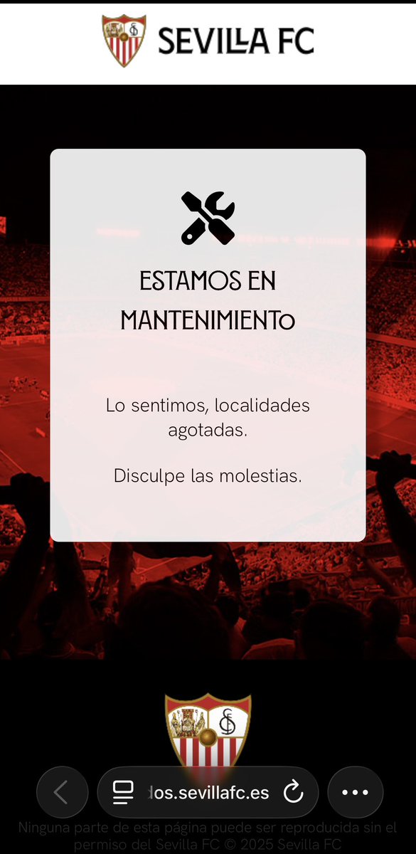 bastiandantiger's tweet photo. @SevillaFC Que vergüenza lleva la página caída desde las 15:00. Están los asientos con nombre y apellidos desde hace dos semanas. Jetas. https://t.co/Gv71a20X3B