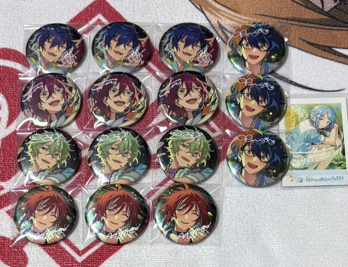 Jq3rgwAOiwPcEDk's tweet photo. 【交換・譲渡】あんスタ 10周年 缶バッジ

譲）ジュン 茨 日和 夏目 つむぎ
求）別箱零,凛月,英智,嵐各1 > 定価+送料 > 凪砂,宙 > 創

初回の方はツイフィ必読
最優先求は身内分
零,凛月,英智以外との交換,譲渡はつむぎ含む場合のみ
お気軽にお声掛けください https://t.co/vymO9Slr74