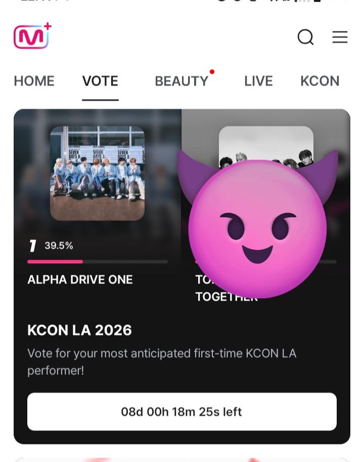 ALD1_fess's tweet photo. Selamat malam Allyz!! Tolong sempatkan waktu kalian sebntr untuk vote di Mnet+ kategori KCON LA ya teman2 kita jauhkan gap nya semangat 🙂‍↕️🔥 https://t.co/G6Pw5Sd6rh