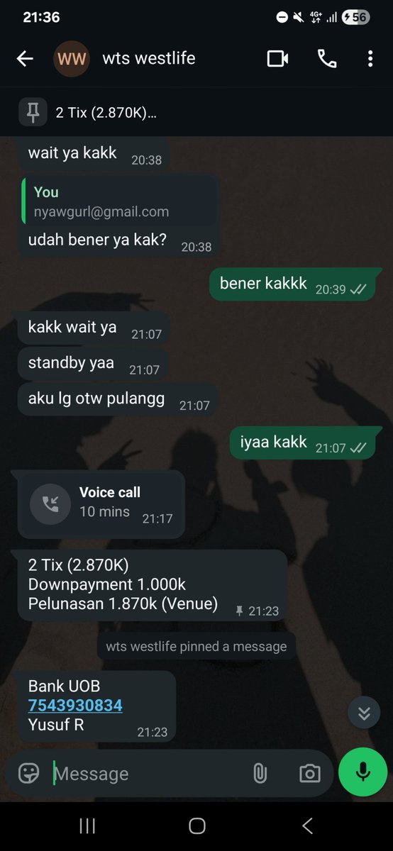 nyawgurl's tweet photo. mau cerita dikit krn ini pertama kali kena scam, soalnya agak menggebu2 belinya jd ga mikir:((( td sore aku nemu akun @nazvias ini, krn cari wts westlife yg 2 tix itu susah bgt trs akhirnya ada yg avail. sebenernya udh feeling jelek krn akunnya cuma jualan, tapi- https://t.co/OUu1ZGTf2J