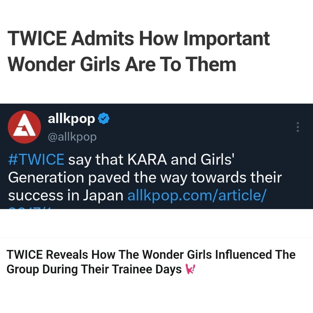 twice_mixx's tweet photo. "TWICE never credited other female artists, they're misogynist 🤬"

Meanwhile TWICE has always credited their female seniors as well. 

Except y'all antis were busy spreading lies and being misogynist towards them. https://t.co/0kUhQSdVcn