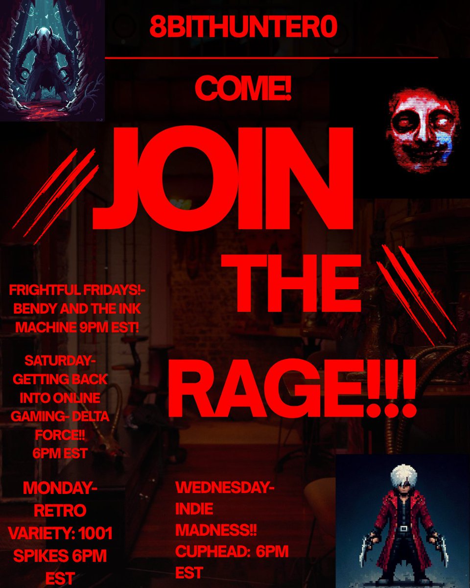 8BitHunter08's tweet photo. COME JOIN THE RAGE LIVE ON TWITCH WITH THE NEW REVAMPED SCHEDULE!!! STARTING LATER TONIGHT!!! https://t.co/YY8npAFMN8 https://t.co/FLgKtWMCzC