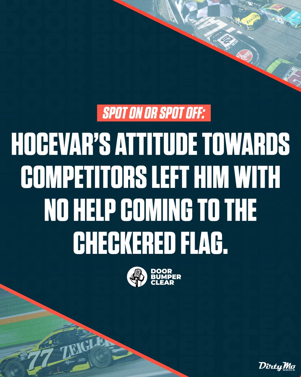 DirtyMoMedia's tweet photo. Hocevar had no push coming to the line. 😬

Do you think that his attitude towards other drivers contributed to that? https://t.co/PE8leURgdM
