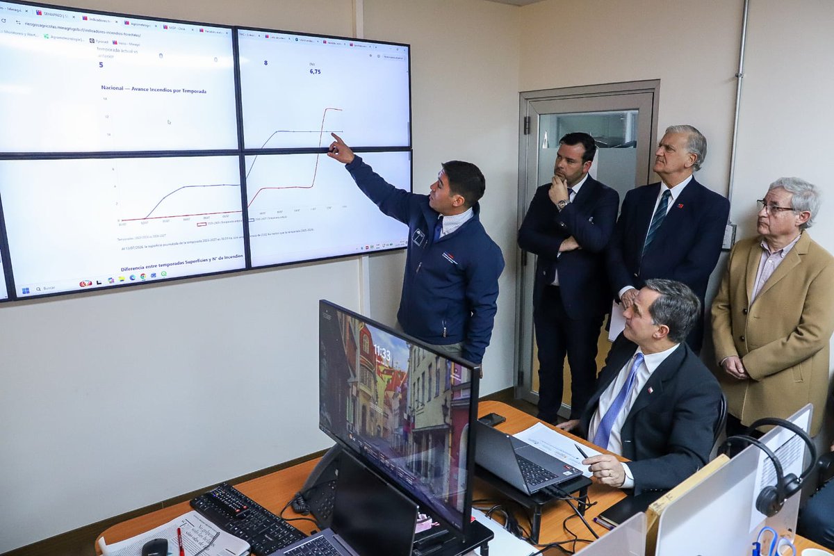MinagriCL's tweet photo. 🌧️ Ante la llegada del sistema frontal a la zona centro sur del país, el subsecretario de Agricultura, Francesco Venezian junto al jefe de la Unidad de Gestión de Riesgo de Desastres Agrícolas (UGRA), Óscar Bustamante, encabezó - acompañados de los directores nacionales del agro - un Comité Sectorial de Emergencia para analizar los pronósticos meteorológicos y coordinar las acciones preventivas para resguardar las zonas rurales y la producción agrícola.

En la instancia también se destacó el fortalecimiento de la gestión del riesgo agropecuario a través del Sistema de Información para la Gestión del Riesgo Agropecuario (GRD), una nueva herramienta que entrega información en tiempo real, alertas tempranas, pronósticos, mapas y análisis territoriales para apoyar la toma de decisiones frente a eventos climáticos.

📲 Conoce más en https://t.co/6aioYL79Ar