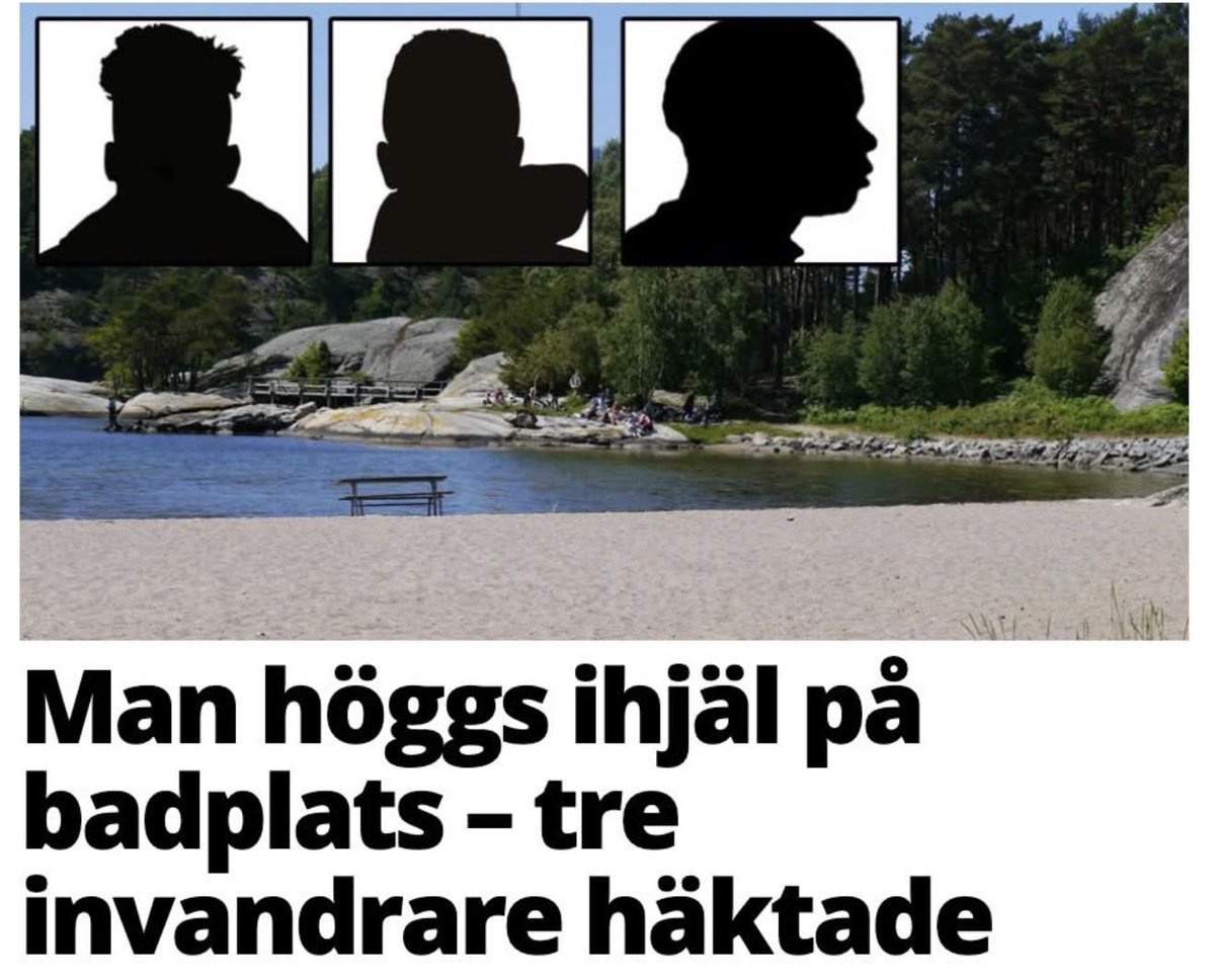 THESWEDISHTRUTH's tweet photo. 👇
Hur man vet att Sverige har gått sönder..

En man i 45-årsåldern misshandlades till döds av 3 icke-svenskar på en badstrand i Mölnlycke igår

Fick 10 sek på lunchekot.. https://t.co/YTwAB0fhBn