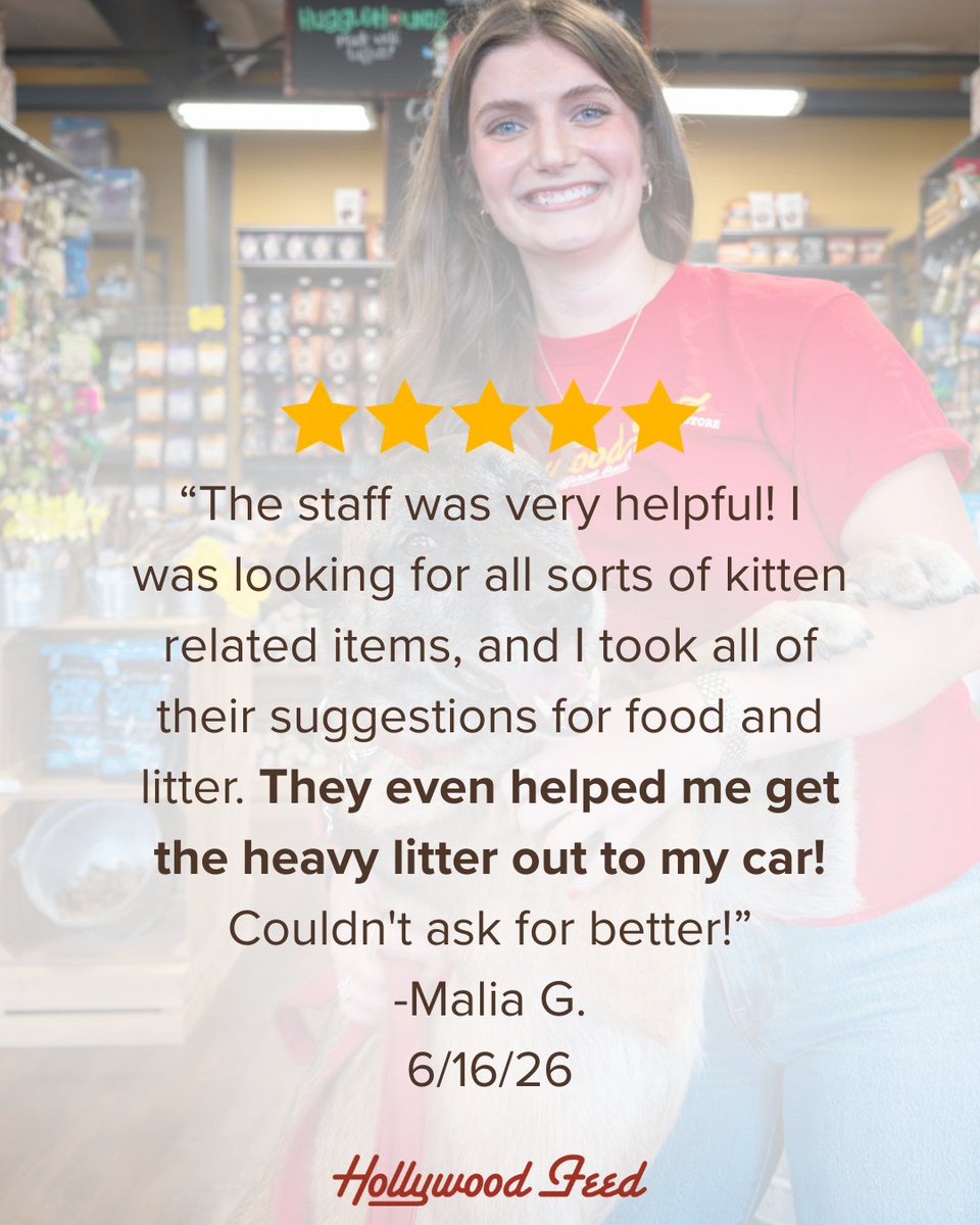HWFeed's tweet photo. What makes Hollywood Feed a Different Breed of Pet Supply Store? 🐾It's the little things that make a big impact, like carrying your purchases to your car for you! 🛍️From heavy dog food bags to cat litter, we got you covered! 💪 https://t.co/odr3bymusy