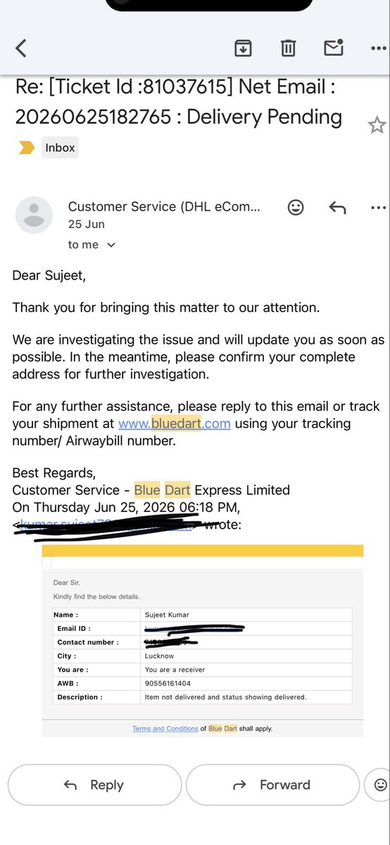 sujeethemat's tweet photo. It has become a pattern
Few days back this item worth 1300 was not delivered and was marked delivered at 11:00 pm
I even complained at your portal but got no reply back
AWN mentioned in screenshot https://t.co/m9eAFnB6Kc
