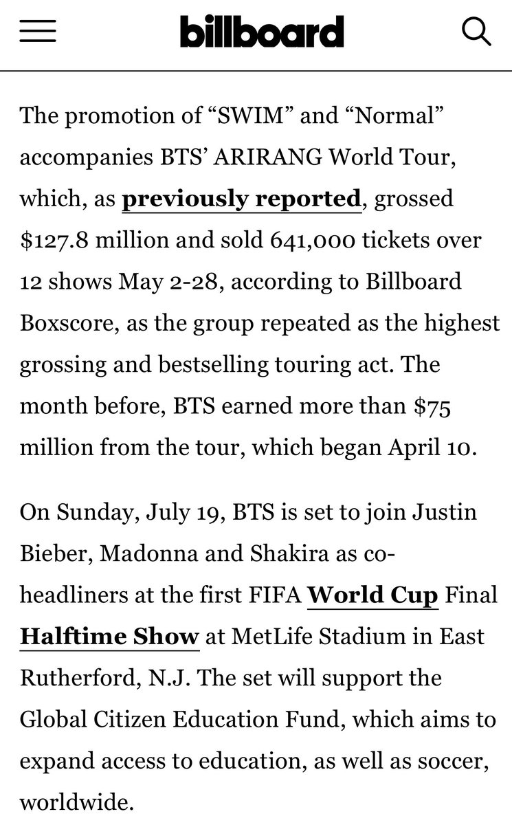 tksovers's tweet photo. NEXT RADIO SINGLE FROM ARIRANG 

— Following "SWIM", the second single from BTS' chart-topping album ARIRANG will soon be promoted to pop radio.
Interscope/Capitol Records is set to begin working "NORMAL" to the format as of the week beginning July 27.