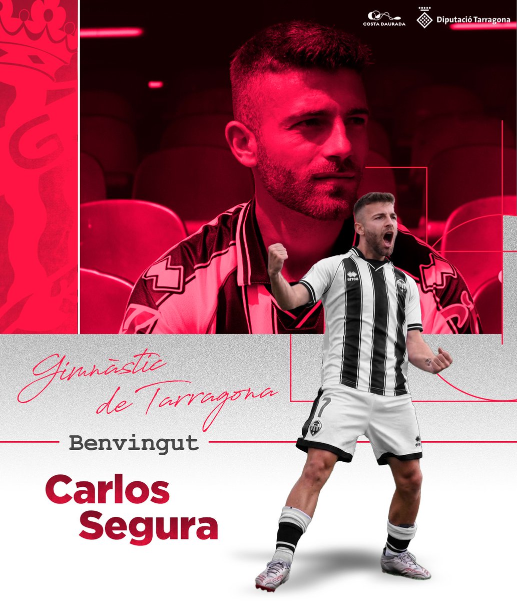 NASTICTARRAGONA's tweet photo. 🟥⬜️ Carlos Segura, nou davanter del Nàstic 

✍️ Signa un contracte per tres temporades

👋 Benvingut a Tarragona, Carlos‼️
ℹ️ https://t.co/Xrf7xGvT1t https://t.co/OfOtdn0vA5