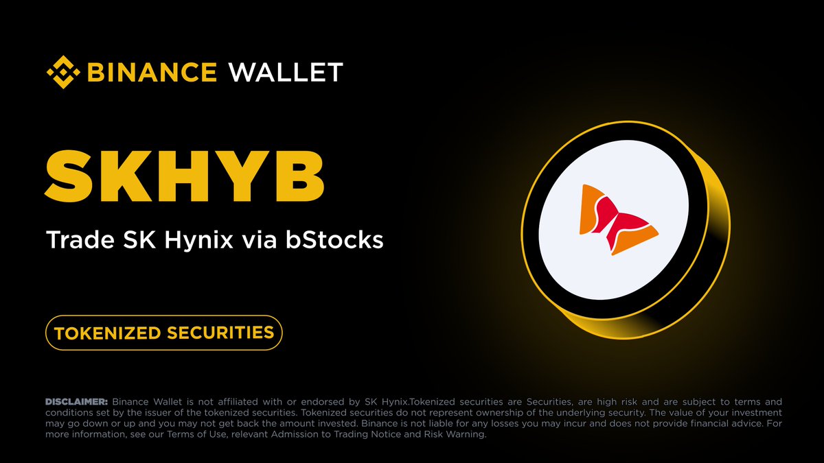 BinanceWallet's tweet photo. 🚀 SK Hynix is now live on bStocks.

Trade one of the world's leading AI memory chip companies 24/7 in Binance Wallet. https://t.co/dhcx9PIleX