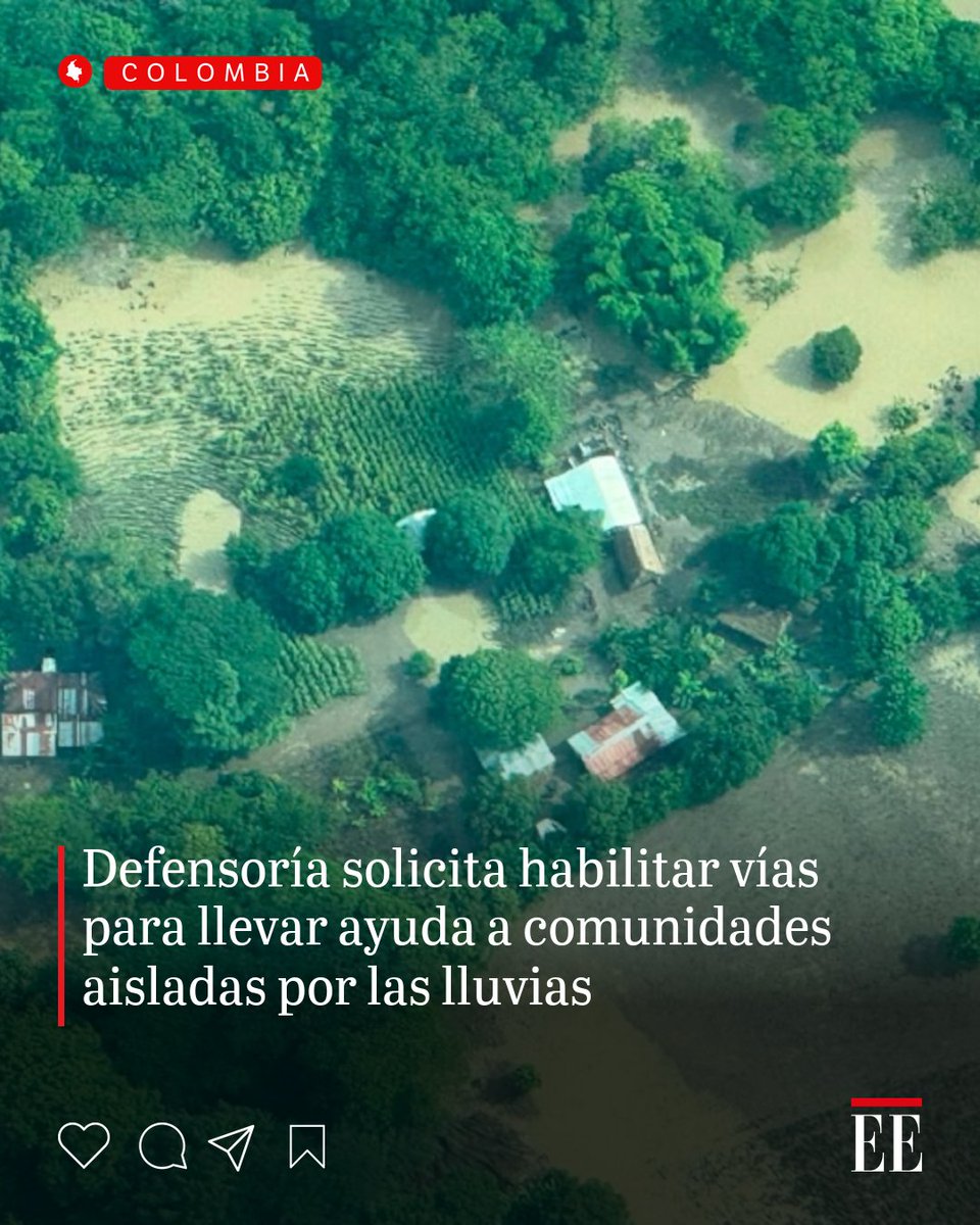 elespectador's tweet photo. La Defensoría del Pueblo alertó que las lluvias han dejado comunidades incomunicadas en Arauca, Boyacá y Casanare por el colapso de puentes, derrumbes e inundaciones, y pidió al Gobierno habilitar de manera urgente las vías para garantizar la llegada de ayuda humanitaria 👉 https://t.co/zExI5YpUAD