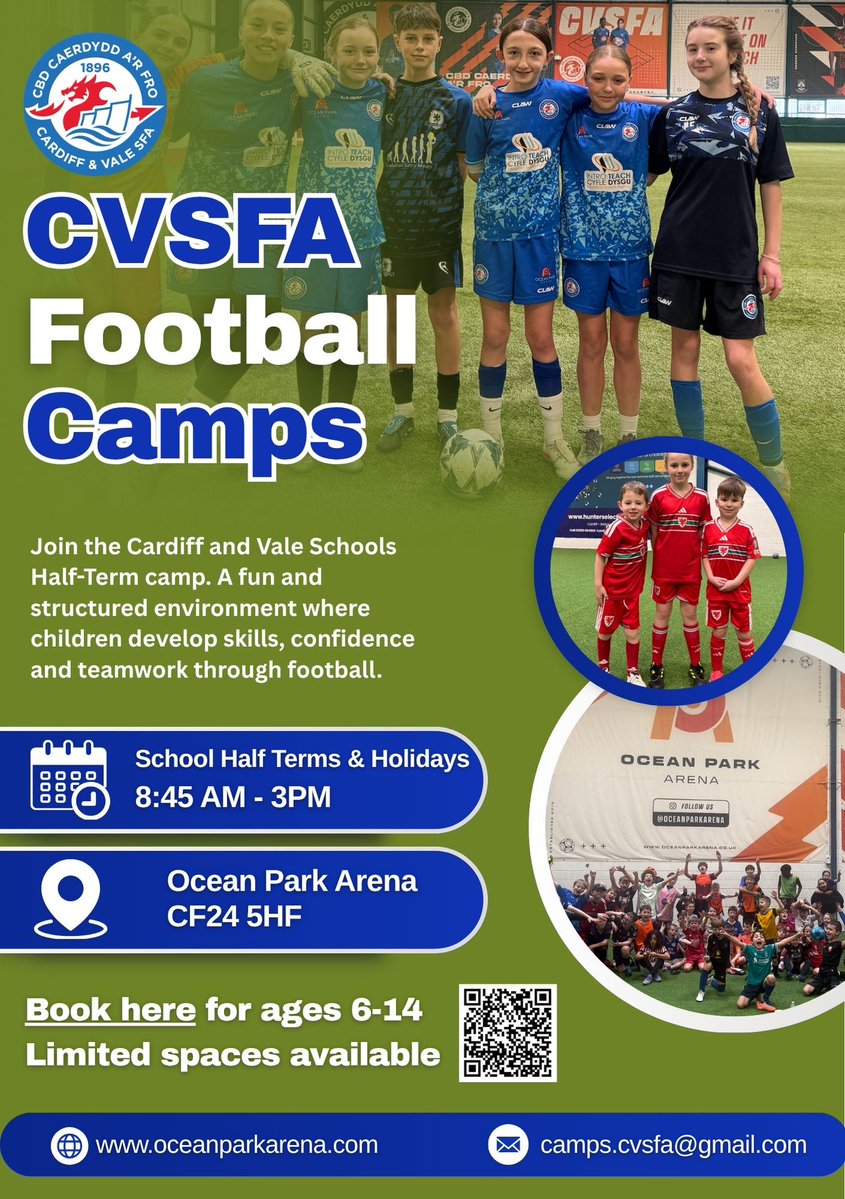 CVSFA's tweet photo. ⏳📷 1 WEEK UNTIL KICK-OFF! 

CVSFA Summer Holiday Camps return next week at @oceanparkarena1!  

BOOK HERE: https://t.co/7srzxqrJoi

@CaerauElyFC https://t.co/iS8X7X8Zsc