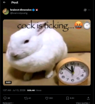 MarioPrezidente's tweet photo. New viral brainrot meme

cock is ticking..
https://t.co/m38FYD9g5Z https://t.co/zhDOmJ0sNv