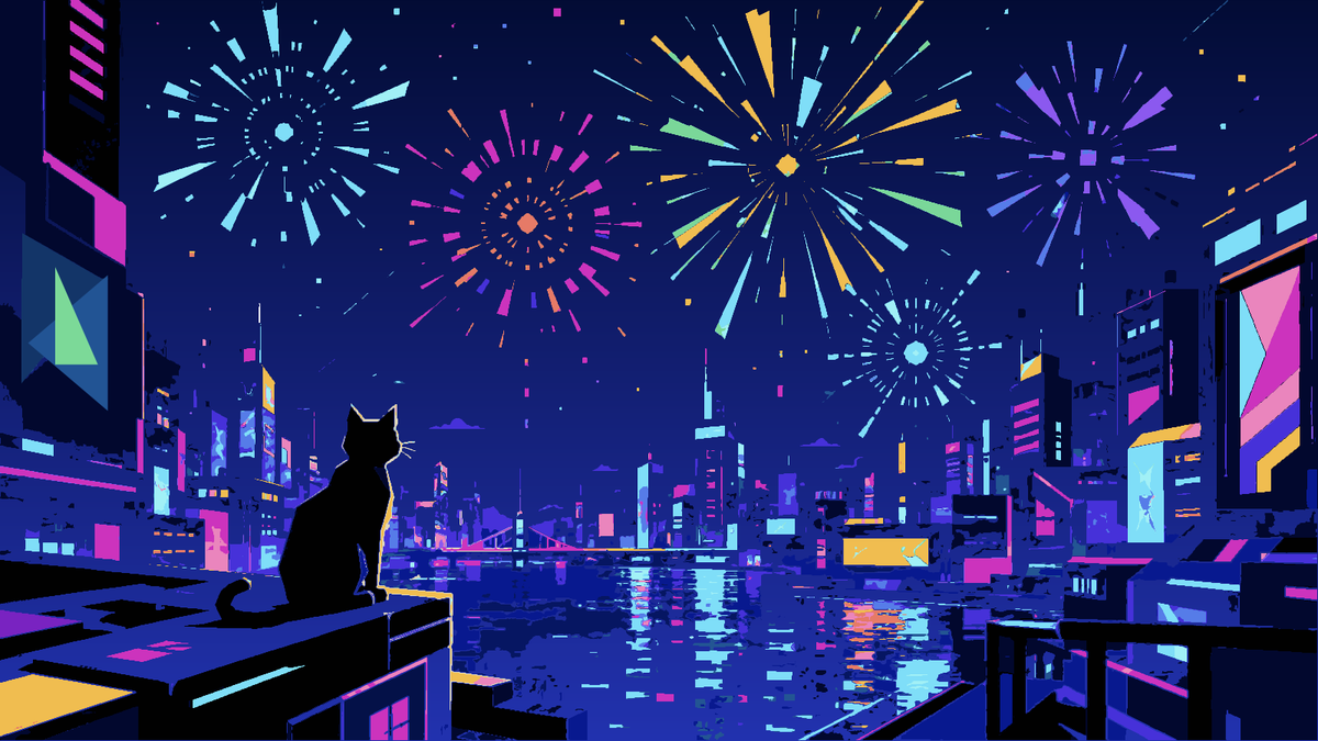 R_DATASaber's tweet photo. 🎆 Summer Fireworks & the Cat
A SummerViz created entirely in Tableau using nothing but polygon marks.
Colorful fireworks, neon reflections, and a quiet cat enjoying a summer night.
Wishing everyone a wonderful summer! ✨
https://t.co/aZHmmLOY53
#Tableau #datafam #DataArt https://t.co/iydGJGcB6k