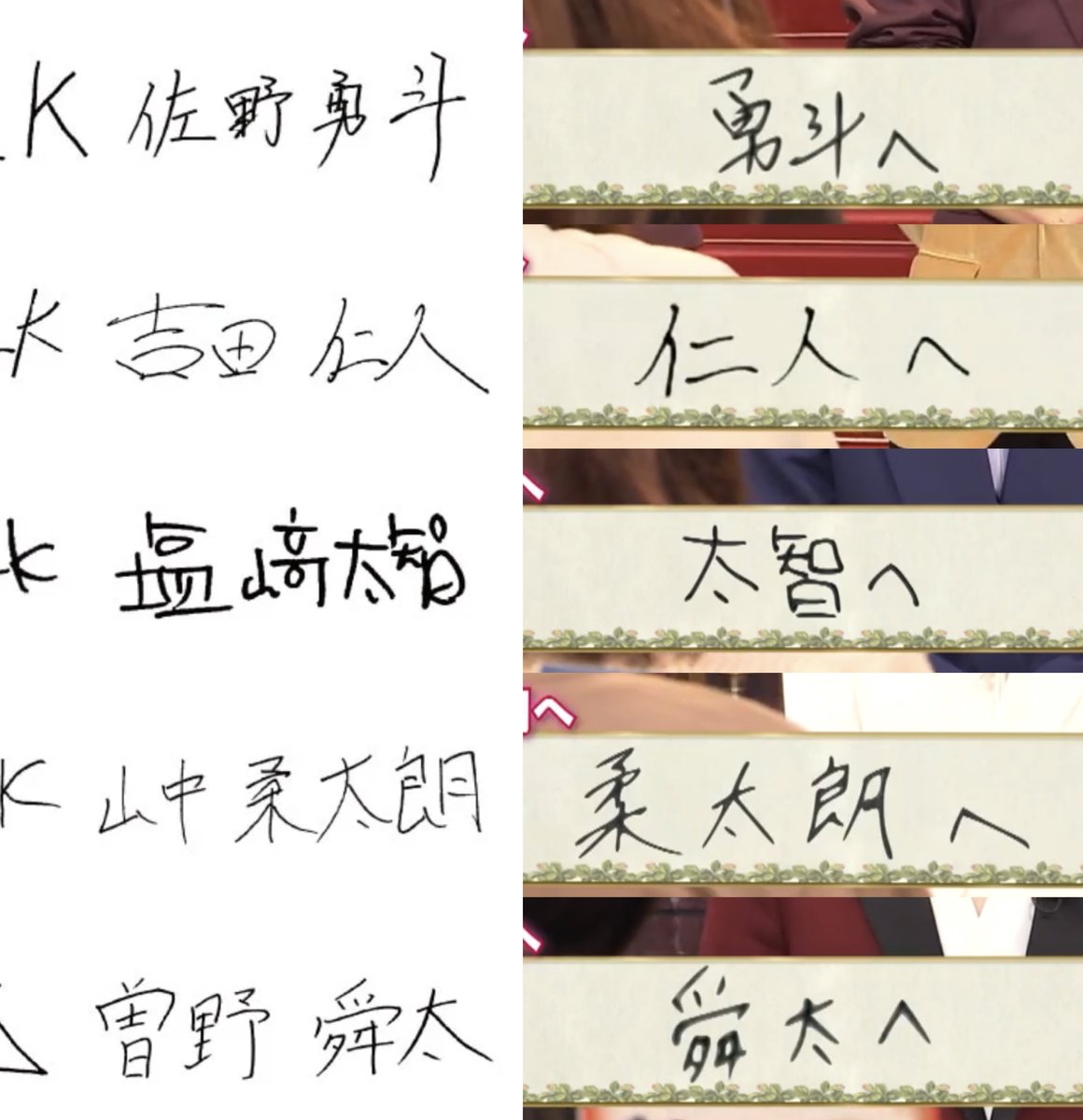 fswvh's tweet photo. こんなにグループ皆親子で筆跡似ることあるんや
⬅️息子(M!LK)                              母親➡️ https://t.co/Fs4qTEClsa