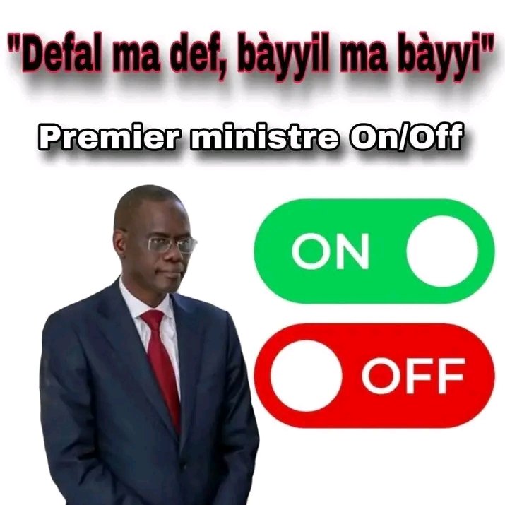 Edantonio20's tweet photo. @alaminoulo Bouton On/Off 
Kon Diomaye mola wakh nga tontou https://t.co/385DhjkH1F