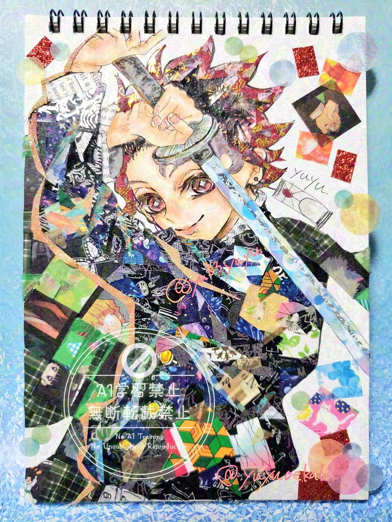 yu03yuyu's tweet photo. #竈門炭治郎誕生祭2026
#竈門炭治郎生誕祭2026
今年も再掲😭  模写アレンジ 
マステ絵  マスキングテープ作品🖼 https://t.co/9i2JaqiDAK