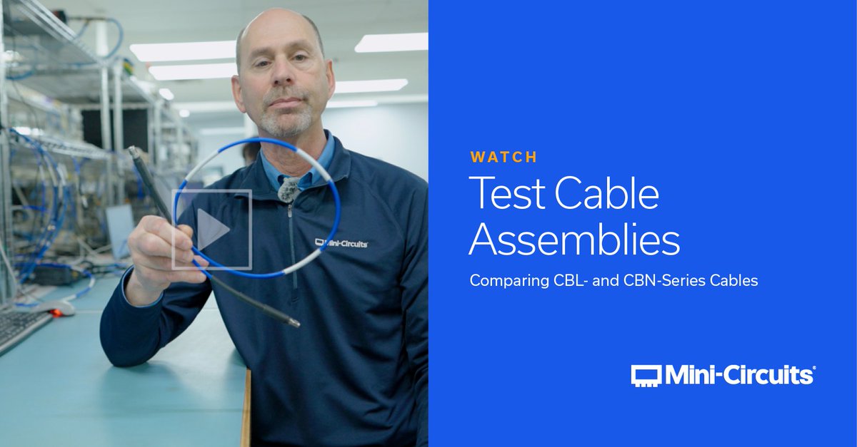 MiniCircuits's tweet photo. In this video, Mini-Circuits’ Product Manager for Test Accessories and Interconnect Products, Mitch Haft presents two families of RF coaxial cable models (CBL and CBN) for test and measurement applications.

https://t.co/sgLIsC73It

#rf #engineering #technology https://t.co/HkgLEAbdM2