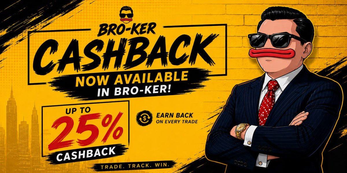solbrocto's tweet photo. Cashback is now live in BRO-KER! 😎

https://t.co/FIqyDsxc3N 🔗

Earn up to 25% cashback whilst trading. Start trading and claim your rewards! 💵 https://t.co/24sq9jCgCS