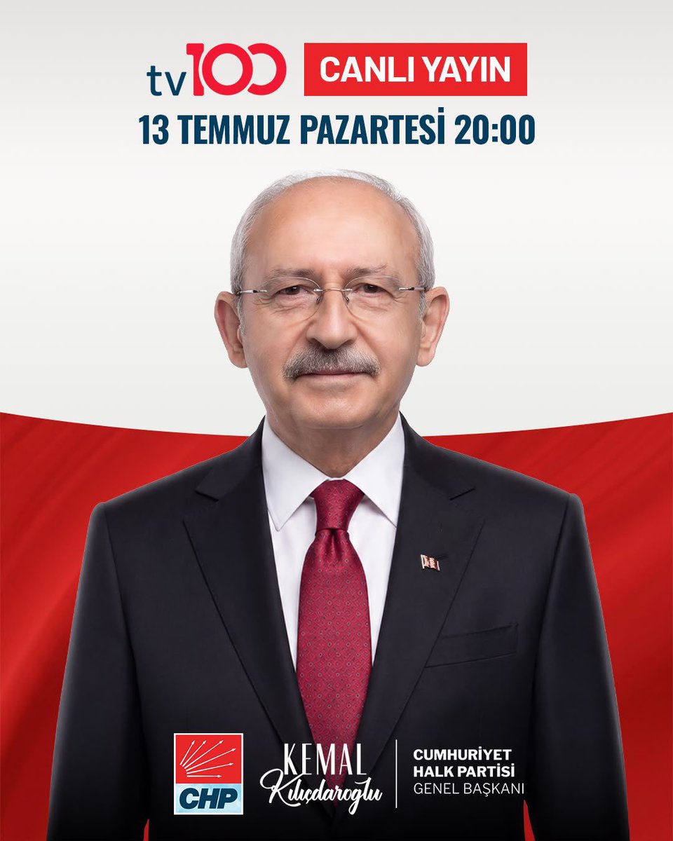 alihaydarfirat's tweet photo. Genel Başkanımız @kilicdarogluk bu akşam saat 20.00’da @tv100 @ebasaksengul @aktaserdogan konuğu olacaktır. İzlemeniz dileğiyle… https://t.co/296zFqZt1S