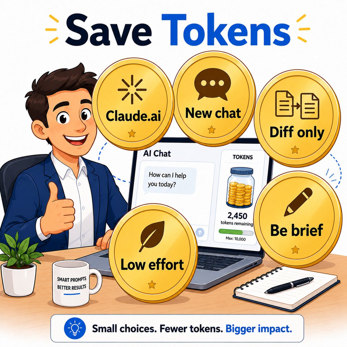 StevenXGe's tweet photo. My 5 strategies for saving tokens—especially with Claude Fable 5:

- Use https://t.co/5met9iNPYd for bounded tasks.
Use Claude Code only when it's complex and involves editing many files.

- Control the context.
Start a new chat when switching tasks. Edit a prompt instead of piling on. Regenerate responses strategically. DON'T keep on chatting!!!

- Minimize output tokens—they cost 5× more.
Ask for only the diff or revised section, not the entire script or document.

- Ask for brevity.
I often add “Be brief” or “Use bullets” to my prompts.  Also avoids reading page-long responses.

- Lower the effort setting.
Use maximum effort only when it requires deep reasoning.

Powerful models are naturally thorough.

Make them earn every token.