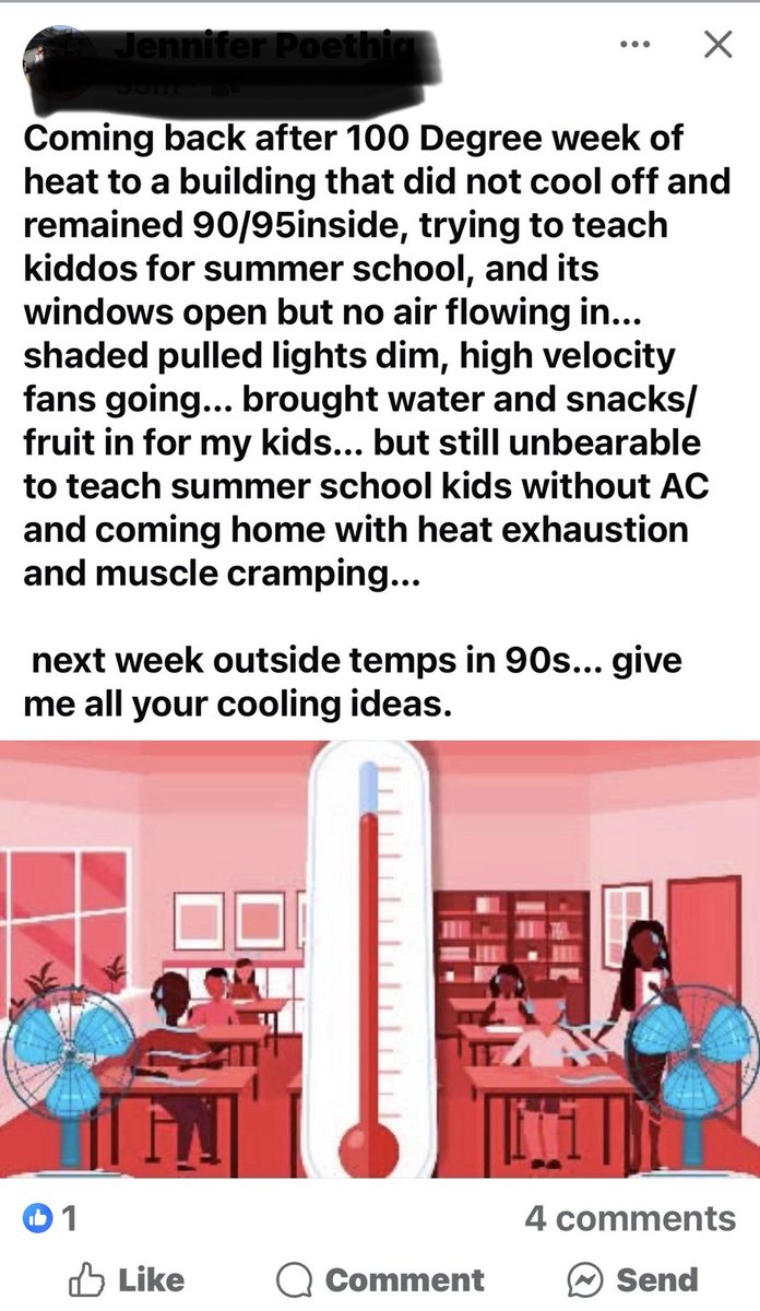 debkueth's tweet photo. Document w/pics &amp; SAY SOMETHING to decision makers. As a guardian of other people’s children—it is your duty.Take a field trip to the principal’s of often an air conditioned space. Recently, admins rented a huge cooling unit to cool central office while the rest of you sweltered. https://t.co/Ur2UdK4qZV