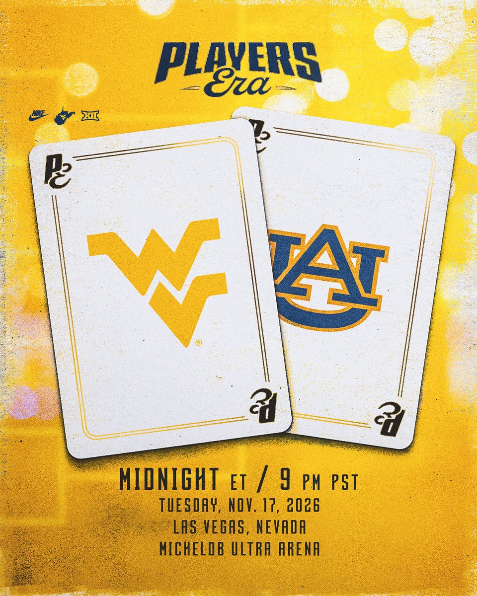 WVUhoops's tweet photo. We’ve got a tip-off time in Vegas 🏀

🆚 Auburn
📆 Tuesday, Nov. 17
🕗 12:00 AM ET / 9:00 PM PST
🔗 https://t.co/ziIY7y0eGK https://t.co/7hatpjEhwo