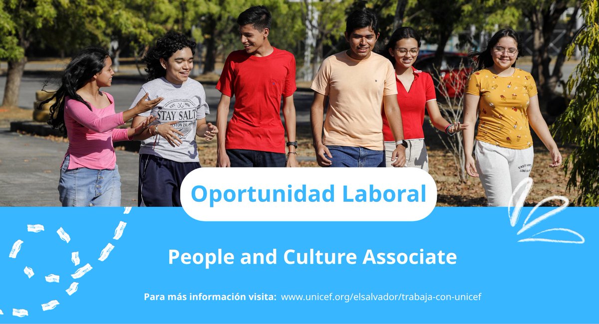 UnicefSV's tweet photo. #OfertaLaboral  ⬇️

🔷 People and Culture Associate.

Más información en📲 https://t.co/Xb1Yd1l1Th https://t.co/8t4rK0oVn0