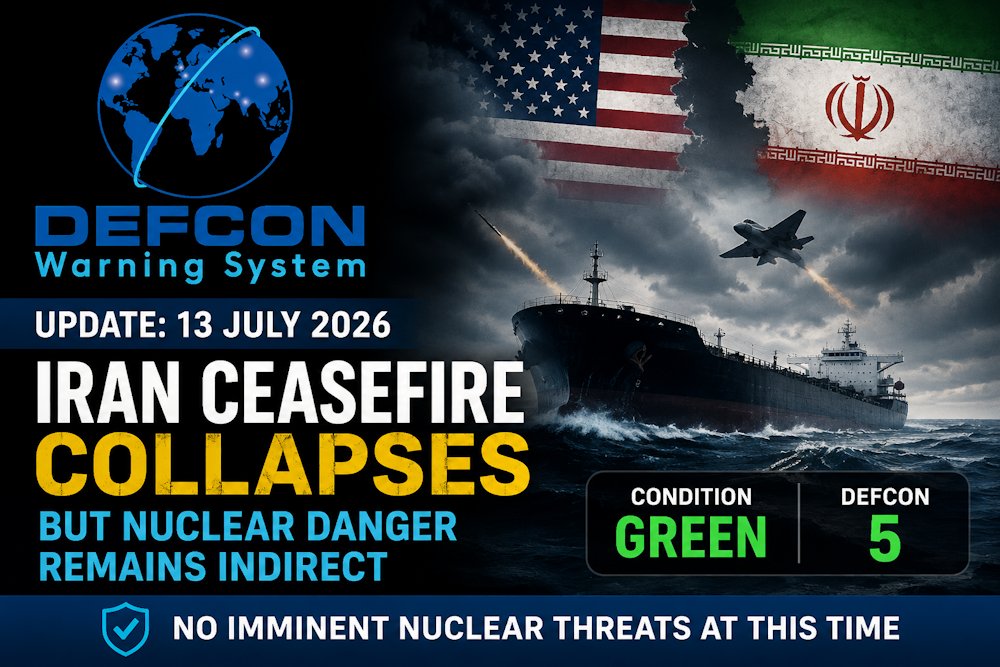 DEFCONWSALERTS's tweet photo. The U.S.–Iran ceasefire has collapsed, attacks around the Strait of Hormuz are widening, and Iran is raising possible NPT withdrawal. Our latest assessment examines the strategic and nuclear implications.

Read the full report:
 https://t.co/jbhfQMq1kI https://t.co/qNYx2ZkUpJ