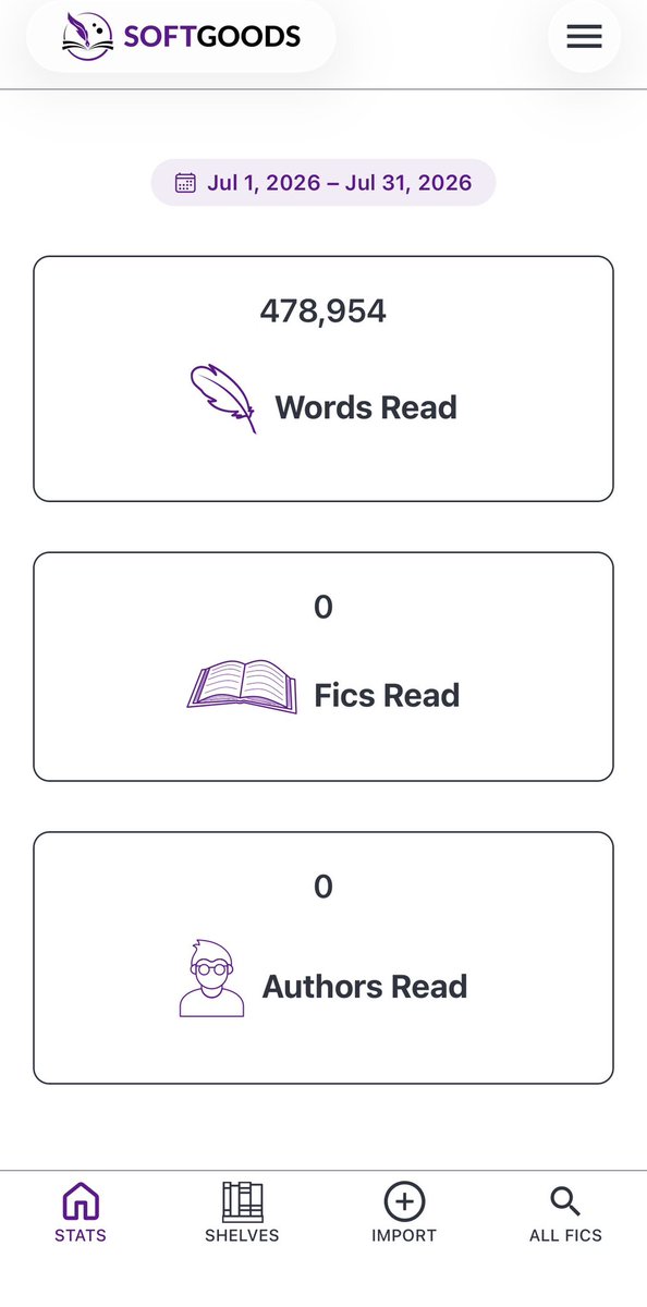 DishyBird37's tweet photo. This looks so funny. 400k+ words but I’ve not read anything….#ReadingSession on @softgoodsapp
Maybe I should only read WiP’s this month and finish the month with 0 fics and 0 authors lol 🤔🤪 https://t.co/Iblj8dl0Pp