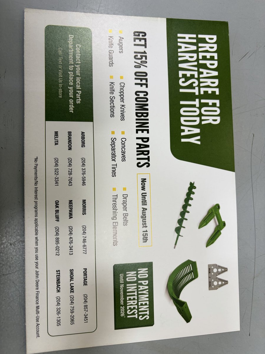 TenentenAL's tweet photo. Hey everyone Enns Bros . Are having a combine parts sale on till August 15 https://t.co/oDbHTqteGN