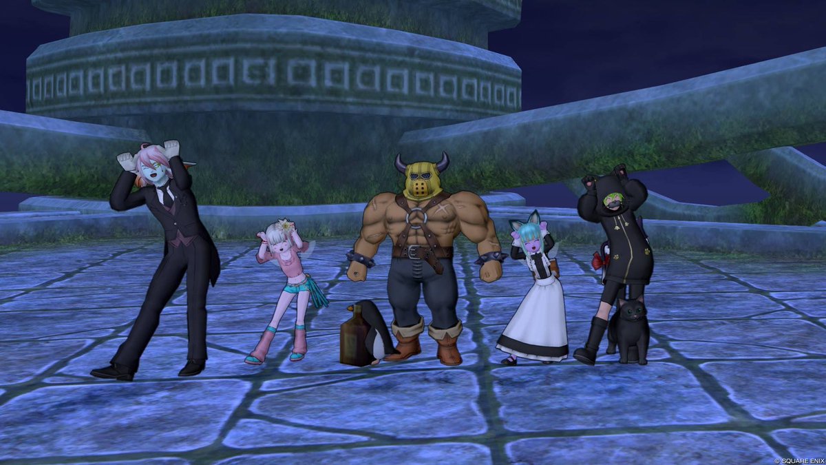 rito_draX's tweet photo. ヒロさん、シキさん、ニャーさんとゼルメア潜ってきました！
陰陽狙いに付き合って貰いましたが出ず...泣
ただ少しですが、
VCにも参加出来て個人的に満足な夜でしたε-(`･ω･´)ﾌﾝｯ

こっそり古から伝わる隊列をパシャリ📸
#練る練る寝るね https://t.co/OvkG8OqsDU