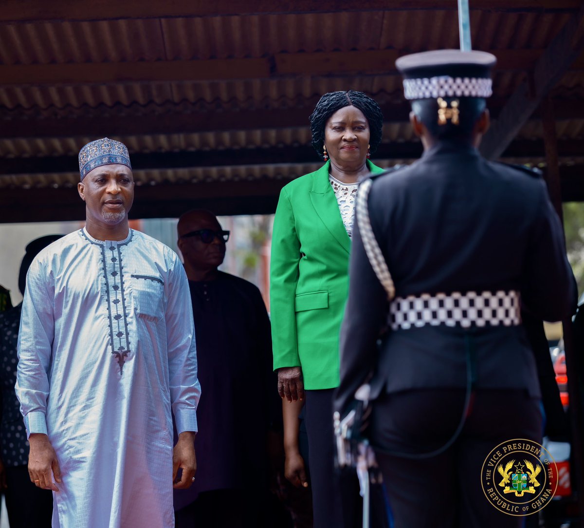 NJOAgyemang's tweet photo. As part of my working visits to Ministries, Departments, and Agencies, I visited the Ministry of the Interior, where I was received by the Minister, Hon. Muntaka Mohammed-Mubarak, his Deputy, the Ministry’s management and staff, and the heads of agencies, including the Inspector-General of Police, the Chief Fire Officer, the Comptroller-General of Immigration, and other security service commanders.

The visit commenced with an inspection of a ceremonial guard composed entirely of women, who displayed remarkable discipline and professionalism.

I was briefed on the Ministry’s work and that of its eleven agencies in safeguarding public safety, strengthening border and migration management, promoting disaster preparedness, identity management, digital transformation, and institutional reforms, and in protecting Ghana’s national security.

The Ministry also highlighted a number of ongoing reforms, including the passage of the Community Service Act, proposed parole regulations currently before Parliament, intensified efforts to combat narcotics through enhanced prosecutorial powers, public education, and the seizure of assets linked to illicit drug trafficking. These interventions form part of Government’s broader efforts to strengthen the rule of law and enhance public safety.

I commended the Minister and the management of the Ministry for the dedication of officers across the various agencies. The Ministry carries one of Government’s most important responsibilities, as security remains essential to development and national progress.

While strong laws and institutions are vital, public education remains equally important. Sustainable security cannot be achieved through legislation alone; citizens must understand the purpose of our laws and willingly support their implementation. Equally important is strengthening the relationship between security personnel and the public by fostering trust and respect. I also underscored the importance of expertise in maintaining the equipment and technologies deployed across the security services.

I reaffirm Government’s commitment to supporting the Ministry in delivering on its mandate and encourage all officers and staff to remain focused on realizing the government’s vision to build a safer and more secure Ghana.