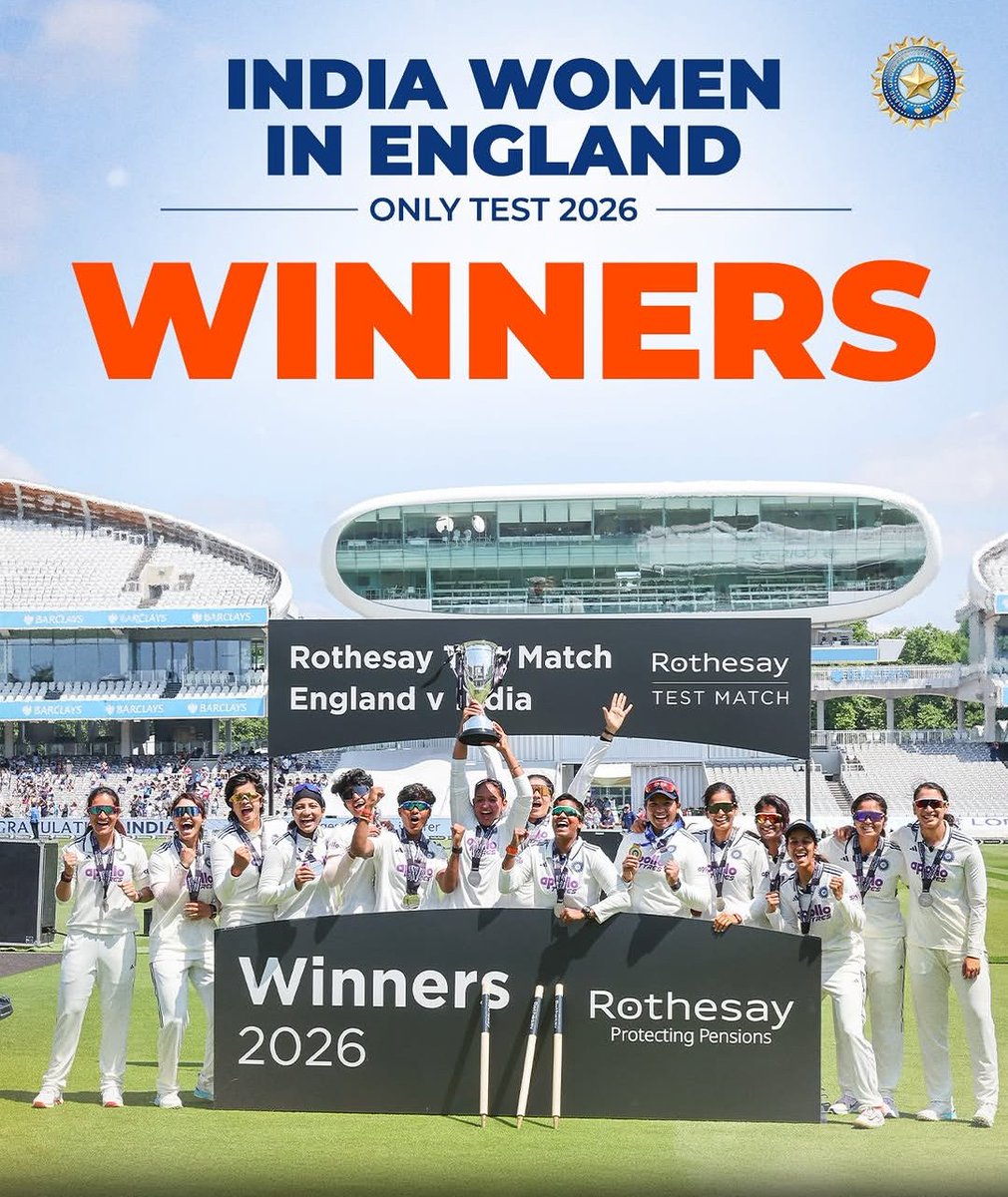 Techfest_IITB's tweet photo. History scripted at Lord's! 🇮🇳 India's women conquer England in the only Test, proving grit, skill and belief can redefine the game. A landmark win inspiring the next generation to dream bigger and push boundaries.  #INDWvsENGW #WomenInCricket #TechfestIITB #History #Win #India https://t.co/LEYW4RXK9M