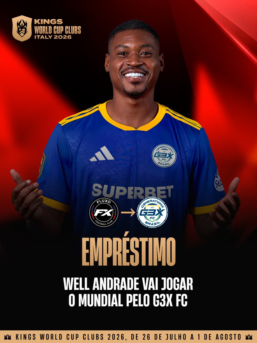 Kings_LeagueBR's tweet photo. DE VOLTA! 2 anos depois, Well vai voltar a disputar um mundial com o @g3xfc! 💛💙

Boa contratação de @gaules? 

#KingsWorldCupClubs https://t.co/v3WoCRdRYq