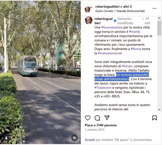 MercurioPsi's tweet photo. #Roma 01_ott_23 il Sindaco:
"Una #buonanotizia: oggi torna in servizio il #tram8..dopo un rinnovo pressoché totale dell'infrastruttura"
(vari stop nel frattempo)
13_lug_26 #tram8
"#bus intera tratta per rinnovo binari su Gianicolense"
🙊🙊🙊 #CuraDelFerro https://t.co/gzyuGIaFGc