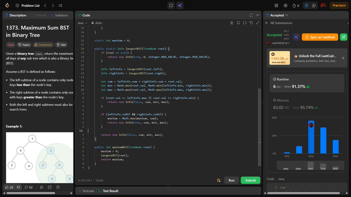 Subhraneel40939's tweet photo. Day 43✅of 45 Days of SDE Sheet Challenge by
@takeUforward_ @striver_79  with 4 BST problems
✅Two sum in BST
✅BST iterator
✅Size of the largest BST in a Binary Tree
✅Serialize and De-serialize BT
#SDESheetChallenge #DSA https://t.co/Pbg3E7X3ki