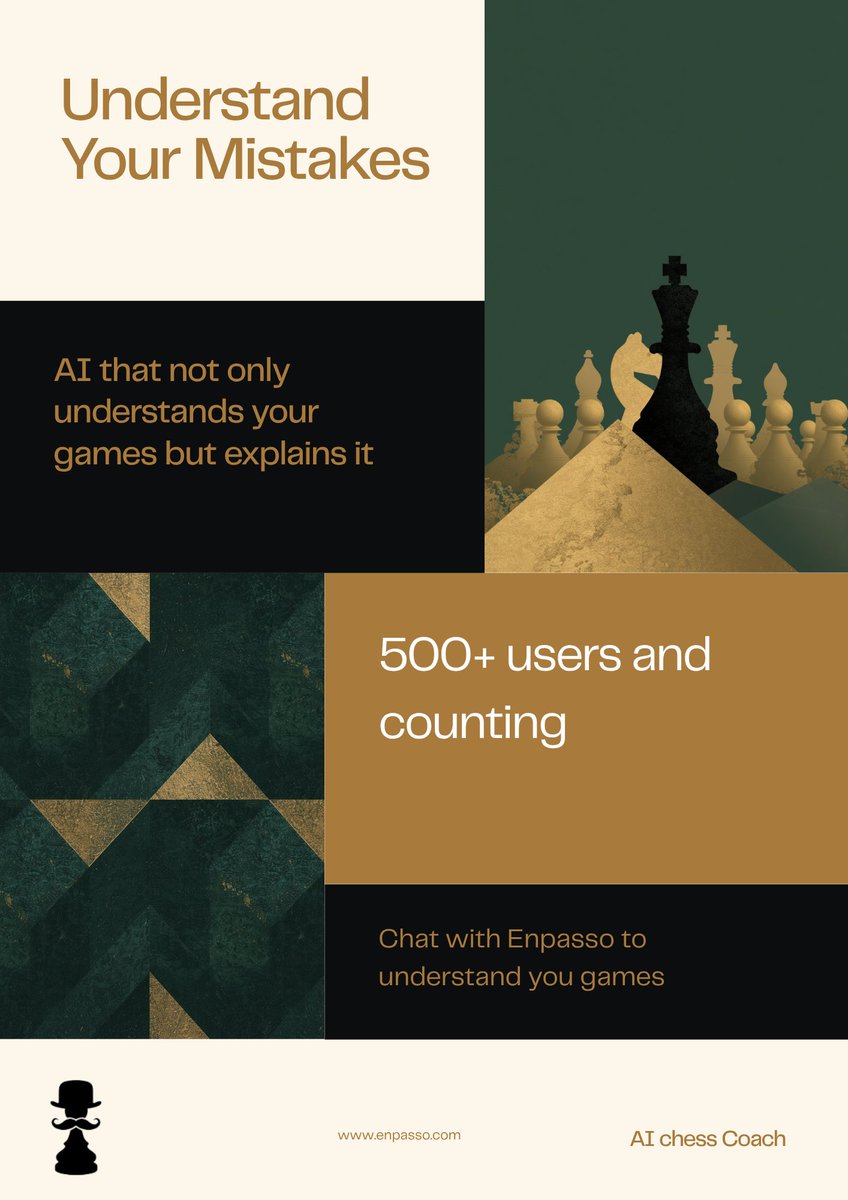 enpasso's tweet photo. Most chess apps: "Blunder. -2.4."
Enpasso: here's why it was a blunder, and what to play instead.
Understanding > ratings. Try a free session https://t.co/cGz94gj0eq