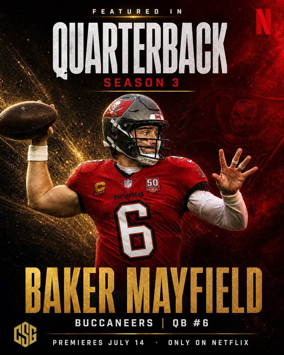 csgathletes's tweet photo. Our guy Baker Mayfield. Quarterback Season 3. Premieres July 14, only on Netflix. #CSGAthletes #MoreThanAFamily https://t.co/gLUHFYkHRz