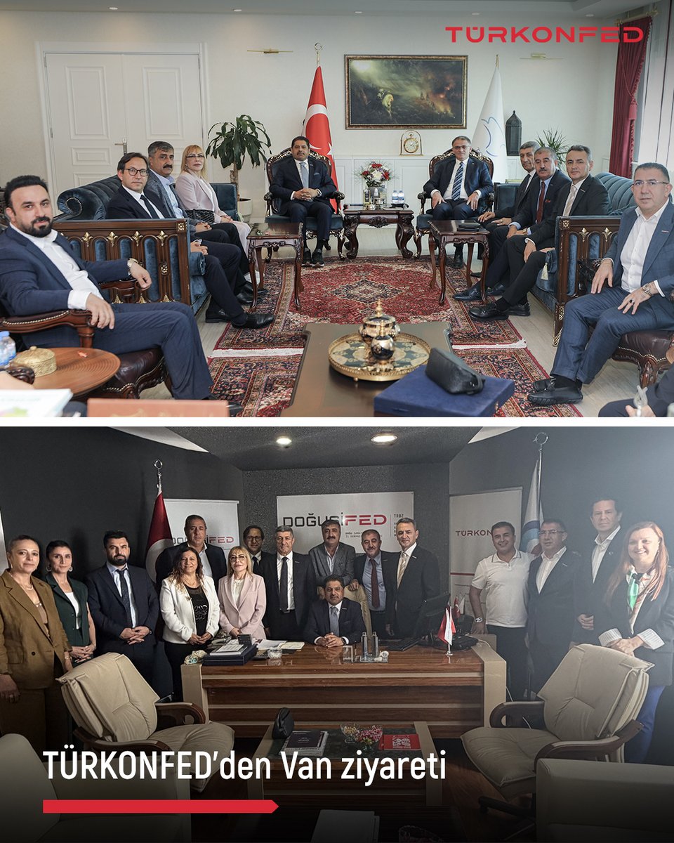 turkonfed's tweet photo. TÜRKONFED Yönetim Kurulu Başkanı Süleyman Sönmez ve beraberindeki heyet, üye federasyonlarımızdan DOĞUSİFED'in ev sahipliğinde Van'da bir dizi temas gerçekleştirdi.

Heyet, program kapsamında Van Valisi Ozan Balcı’yı ziyaret etti. Van Organize Sanayi Bölgesi Yönetim Kurulu Başkanı Memet Aslan ile üretim, yatırım ve bölgesel kalkınma gündemleri üzerine görüş alışverişinde bulunulurken, DOĞUSİFED Yönetim Kurulu Üyesi İlhami Kaplan'ın ev sahipliğinde İL-SA Beton tesislerine de ziyaret gerçekleştirildi. Program DOĞUSİFED Federasyon Merkezi'nde DOĞUSİFED Yönetim Kurulu ve dernek temsilcileriyle gerçekleştirilen istişare toplantısıyla tamamlandı. 

Bölgeler arası iş birliğini güçlendiren, ortak aklı ve yerelden kalkınmayı önceleyen anlayışımızla, Türkiye’nin her bölgesini en güçlü şekilde temsil edebilmek için çalışmalarımızı sürdürüyoruz. 

#türkonfed