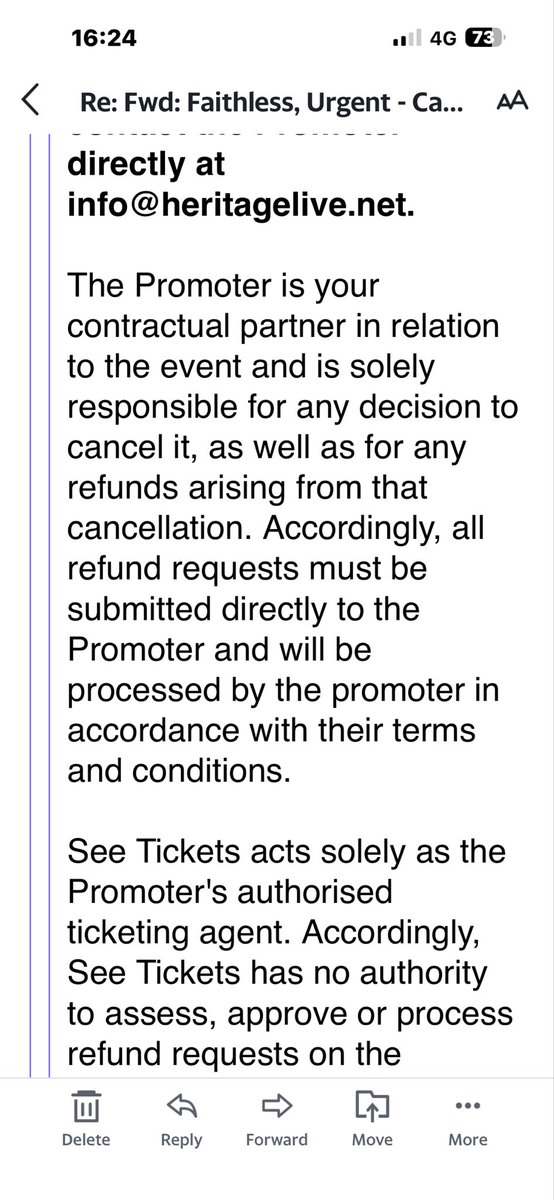 LisaGibbs525944's tweet photo. @MoneySavingExp @MartinSLewis  #audleyend #heritagelive  promoter cancels show, see tickets tell us to apply to promoter for refund  #seetickets  promoter tells us to go to see tickets.  Mail boxes are full, no one helping customers who have paid.  What's the advice please? https://t.co/LeG8zKKr0b