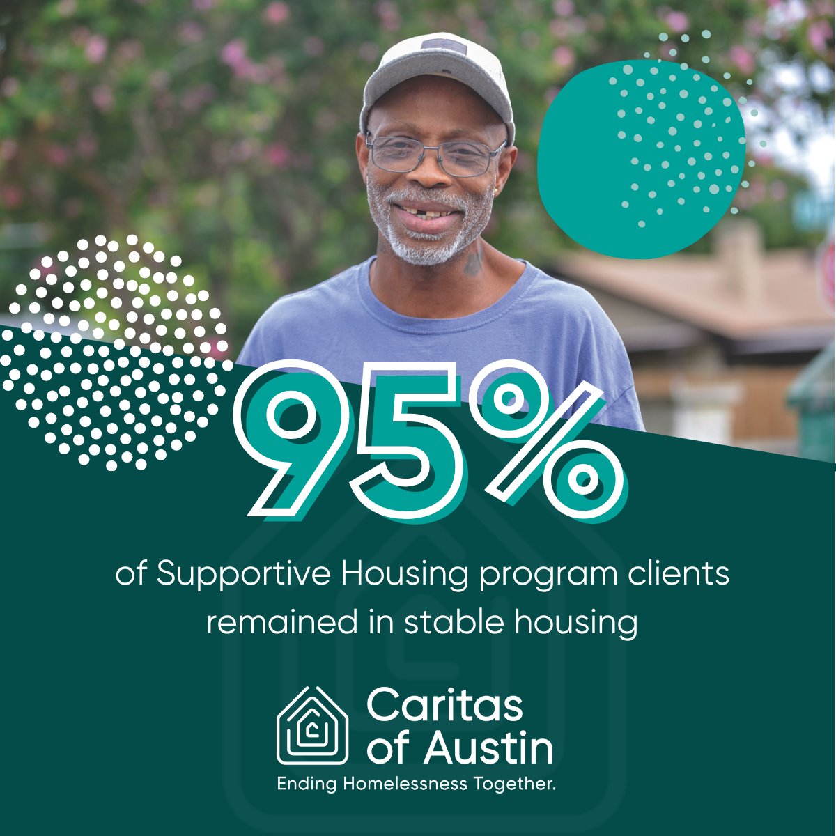 caritasofaustin's tweet photo. Did you know that 95% of our supportive housing clients remain in stable housing? A stable home changes what’s possible: from daily routines to long-term goals and everything in between. Together, we are making Austin vibrant for all!

#CaritasofAustin #EndingHomelessnessTogether https://t.co/I9GfrdCDMf