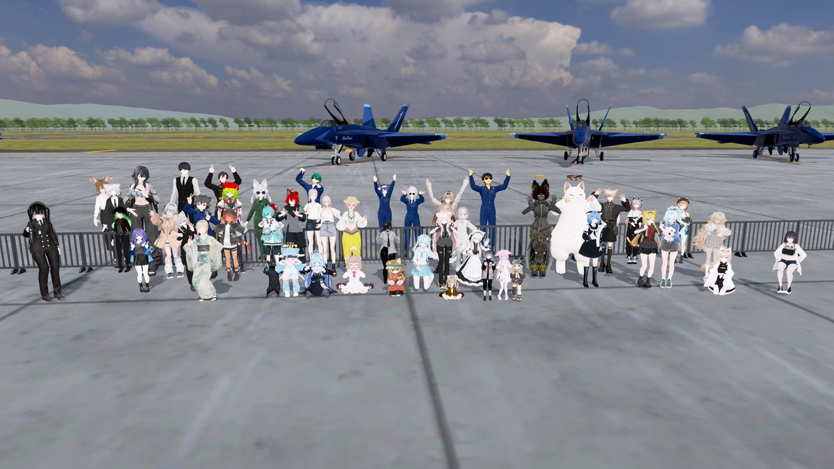 Claret_Crow's tweet photo. 7/12の夜にVRChatのイベント「Rain Crowsアクロバットフライトショー」を見てきました！
レッドドルフィンカラーのT-4チームと、Rain Crowsの滑らかな飛行はとても見ごたえがありますね🛩️
#VRChat #DERUTA_Air_Force https://t.co/30pe1D1TQU
