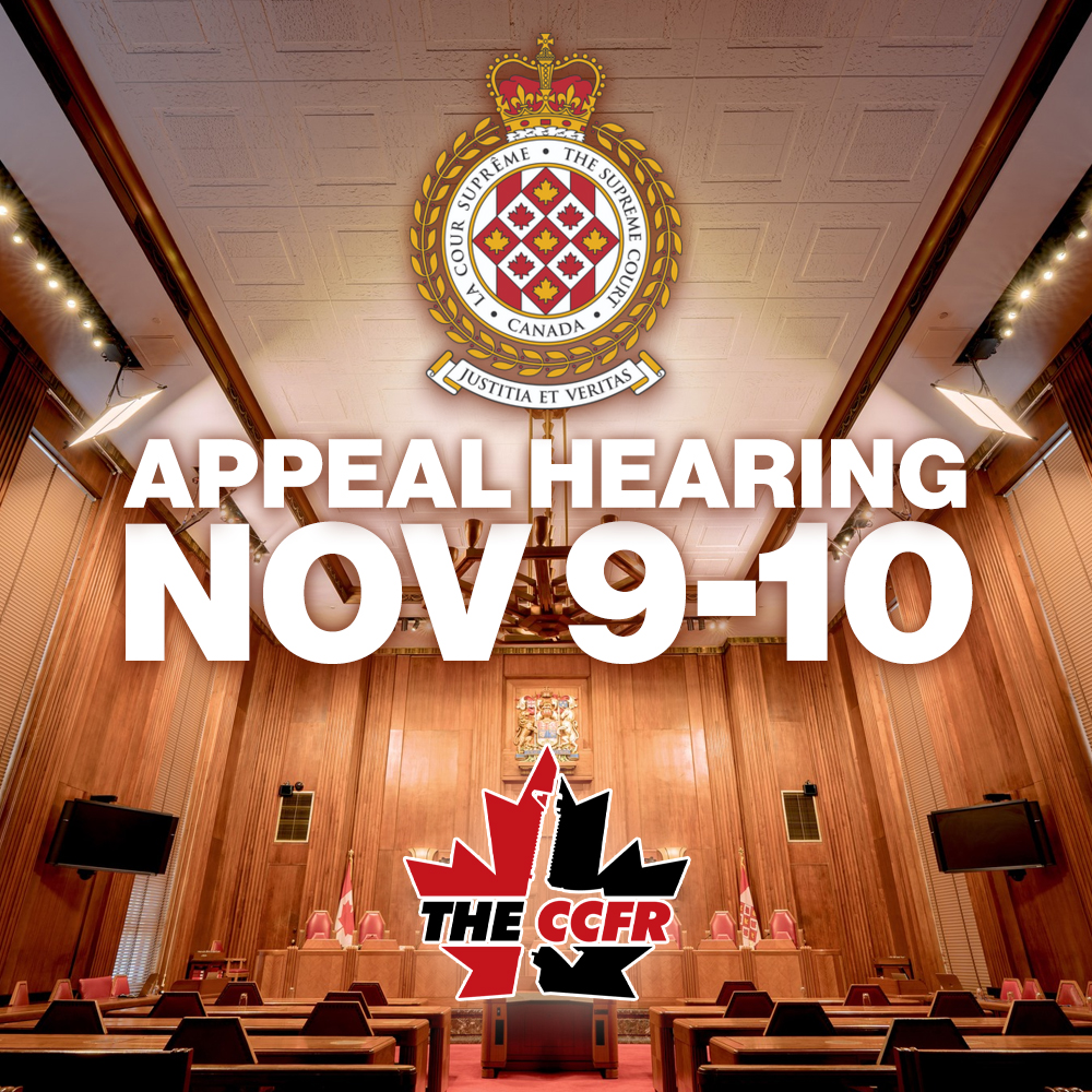 CCFR_CCDAF's tweet photo. #BREAKING: CCFR v Canada Appeal Hearing officially scheduled for November 9th - 10th 🇨🇦 https://t.co/NY4b1Z3zmq